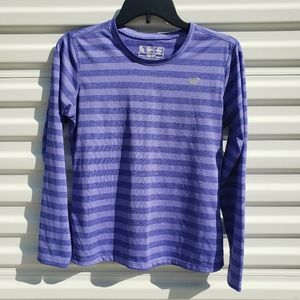 New Balance lightning dry purple striped long sleeve athletic shirt